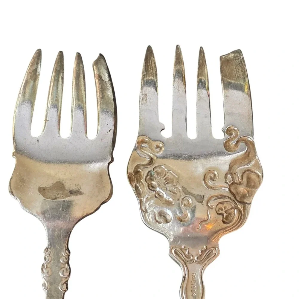 Antique Rogers Silverplate Estate Lot 2 Ornate Cold Meat Serving Forks 1904 AI